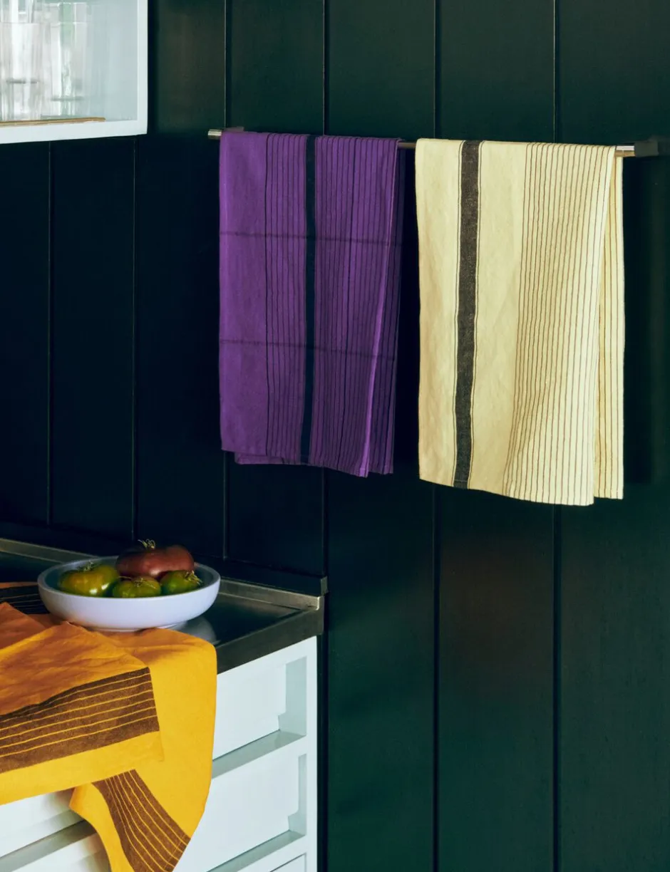 Tekstiler Til Køkkenet<Hay Linear Tea Towel-W52 x L80-Soft yel