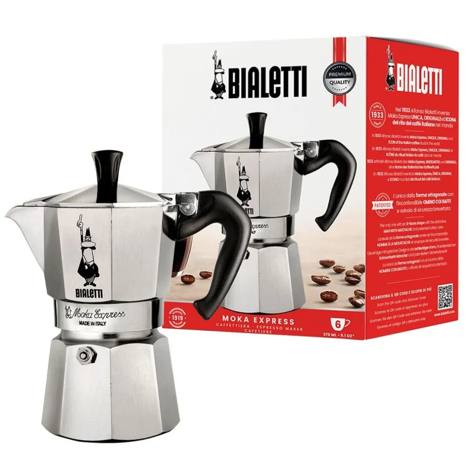 Kaffe & Te<Bialetti Moka Express espressokande, 6 kop
