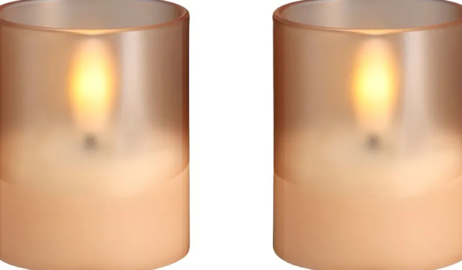 Lys & Lysestager<Moods & Moore Moods & More - LED glass candle, Hurricane, Champagne, 2-pac