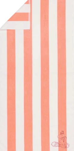 Håndklæder<Moomin Arabia 70x140cm håndklæde Snorkfrøken ferskenstribet GOTS