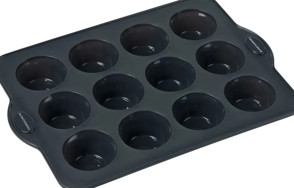 Bageartikler<Blomsterberg Muffinform 12 stk. Grå Silikone