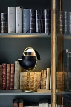 Trådløse Lamper<Gubi Multi-Lite Portable Lamp, EU Base: Brass, Shade: Black Semi
