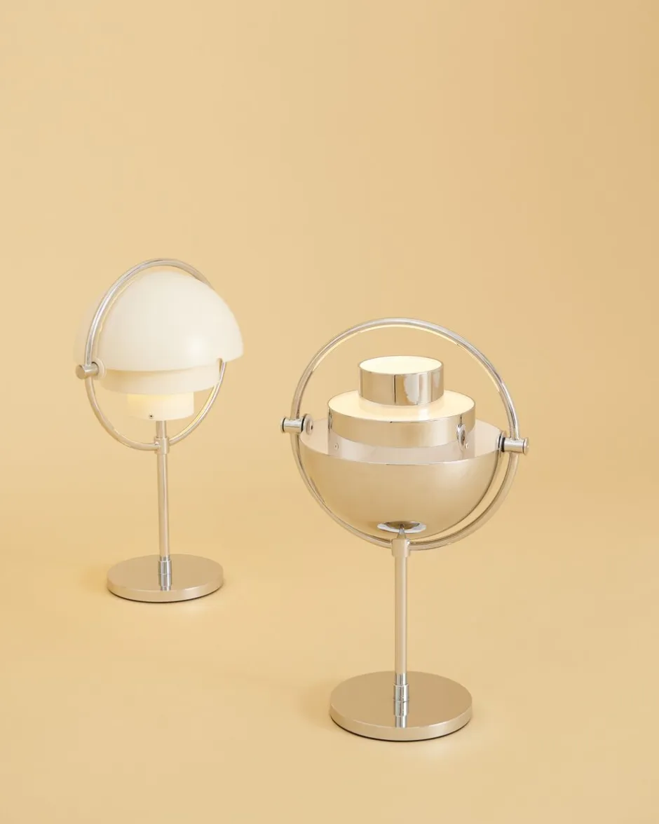 Trådløse Lamper<Gubi Multi-Lite Portable Lamp, EU Base: Chrome, Shade: White Semi