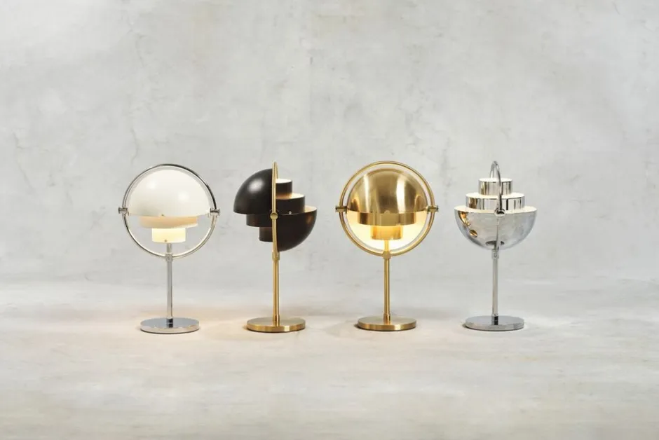 Trådløse Lamper<Gubi Multi-Lite Portable Lamp, EU Base: Chrome, Shade: White Semi