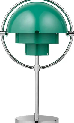 Bordlamper<Gubi Multi-Lite Portable Lamp, EU Base: Chrome, Shade: Teal Green