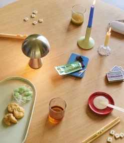 Trådløse Lamper<Hübsch Mush Portable Lamp Nickel