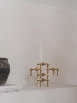 Lys & Lysestager<STOFF Nagel Nagel candle holder set with 3 pcs - brushed brass