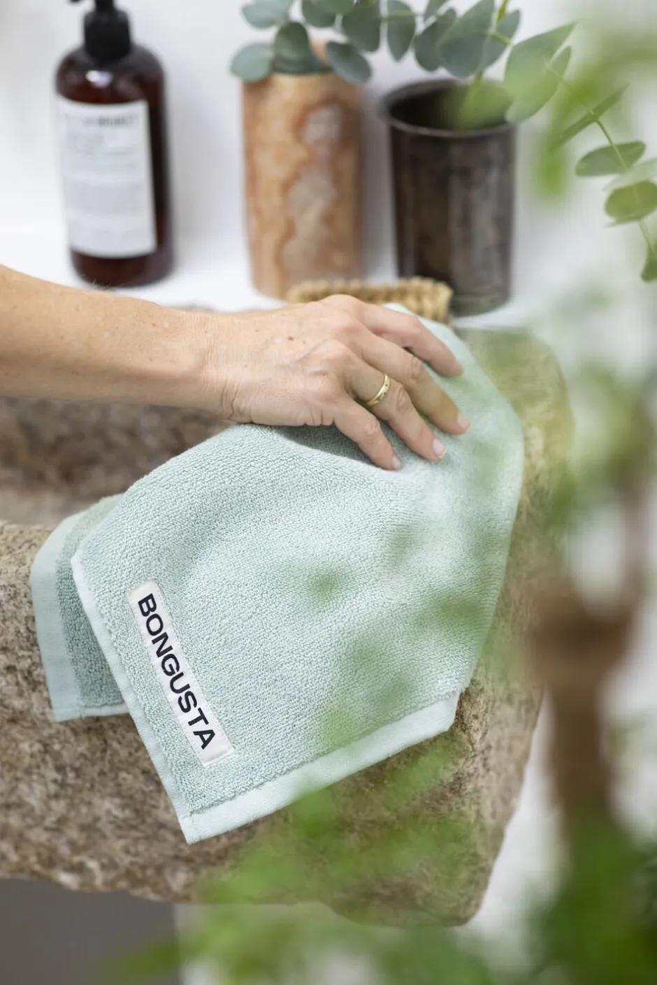 Håndklæder<Bongusta Naram Guest Towels Silver sage