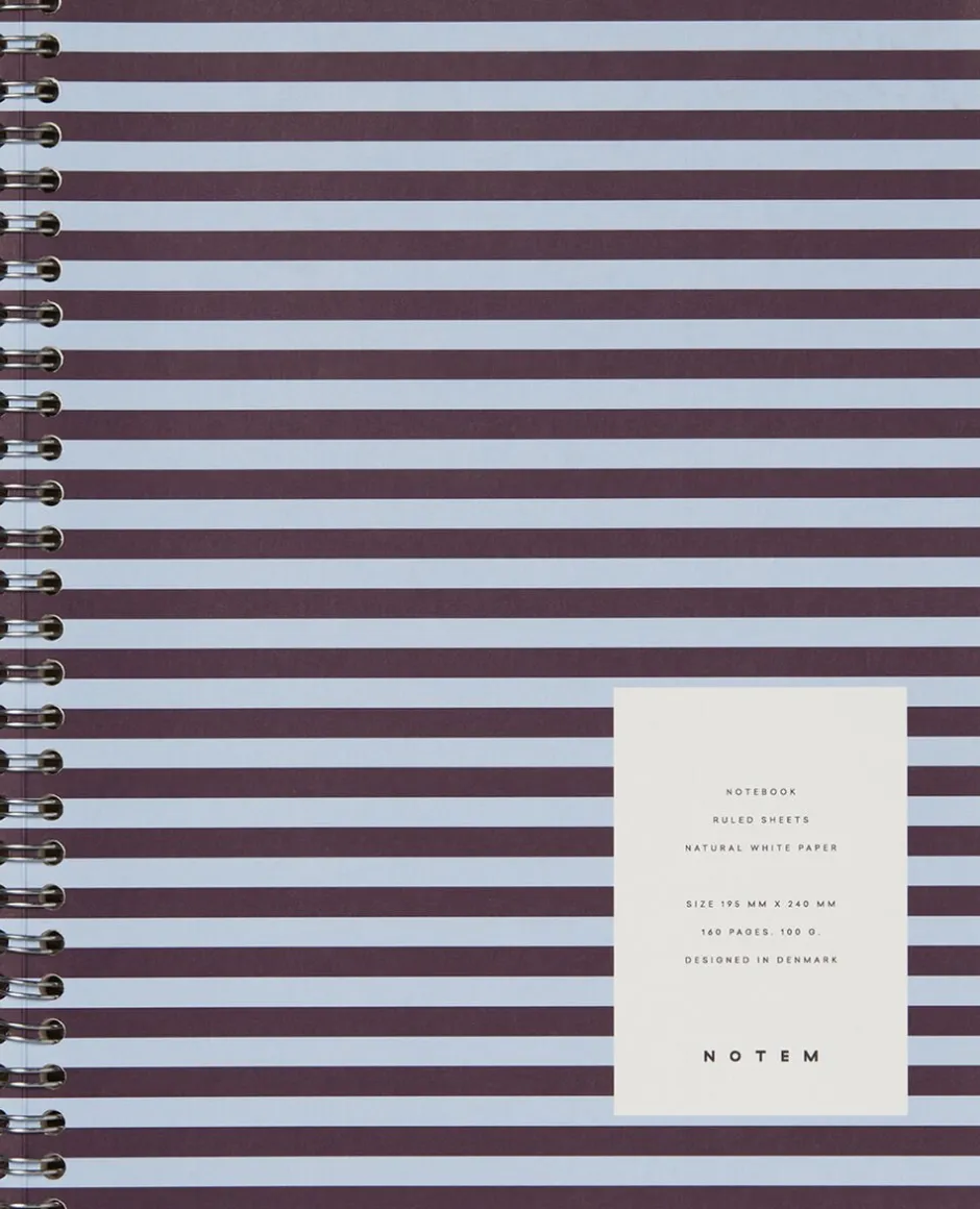 Bøger|Kontorartikler<Notem NELA Notebook med spiralryg - Stor, Bordeaux og blå