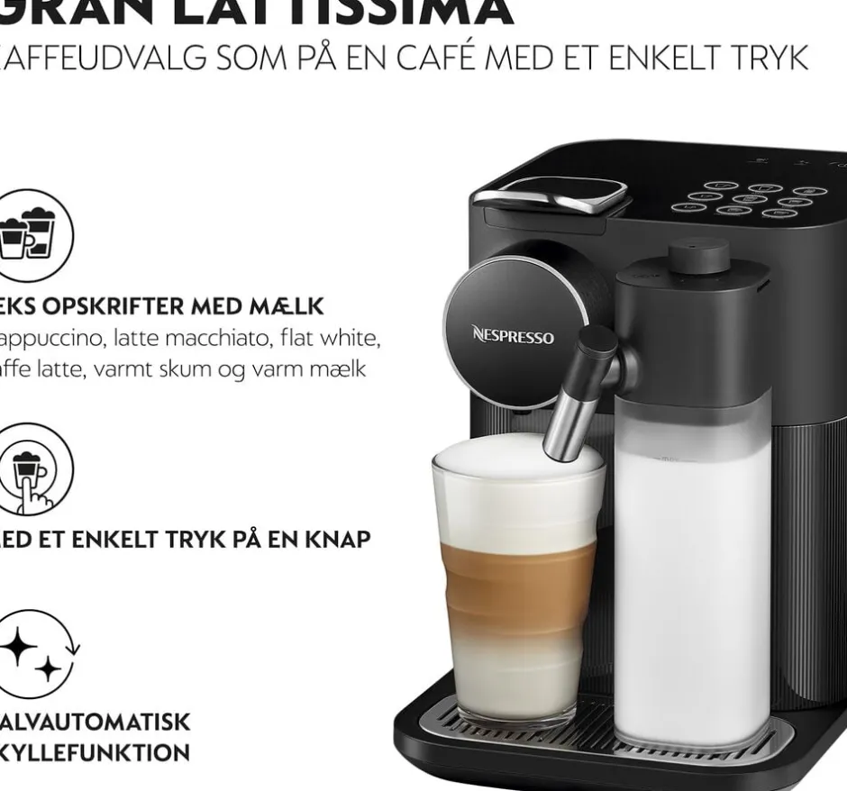 Kaffe & Te<Nespresso Gran Lattissima by DeLonghi, Black