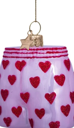 Juletræspynt<Vondels Ornament glas lyserøde boxershorts H7,5cm
