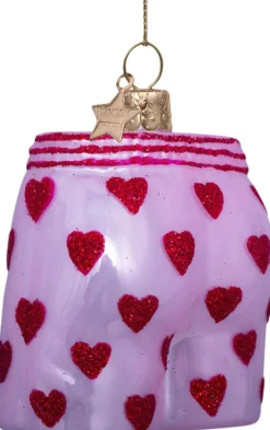 Juletræspynt<Vondels Ornament glas lyserøde boxershorts H7,5cm