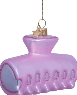 Juletræspynt<Vondels Ornament glass soft pink opal hair clip H6. 5cm