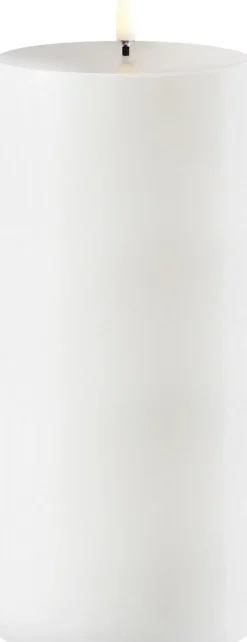 Elektriske Julelys<Uyuni Outdoor LED pillar candle, White, 8,4x20 cm
