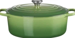 Gryder & Pander<Le Creuset Oval støbejernsgryde 6,3 L Bamboo Green