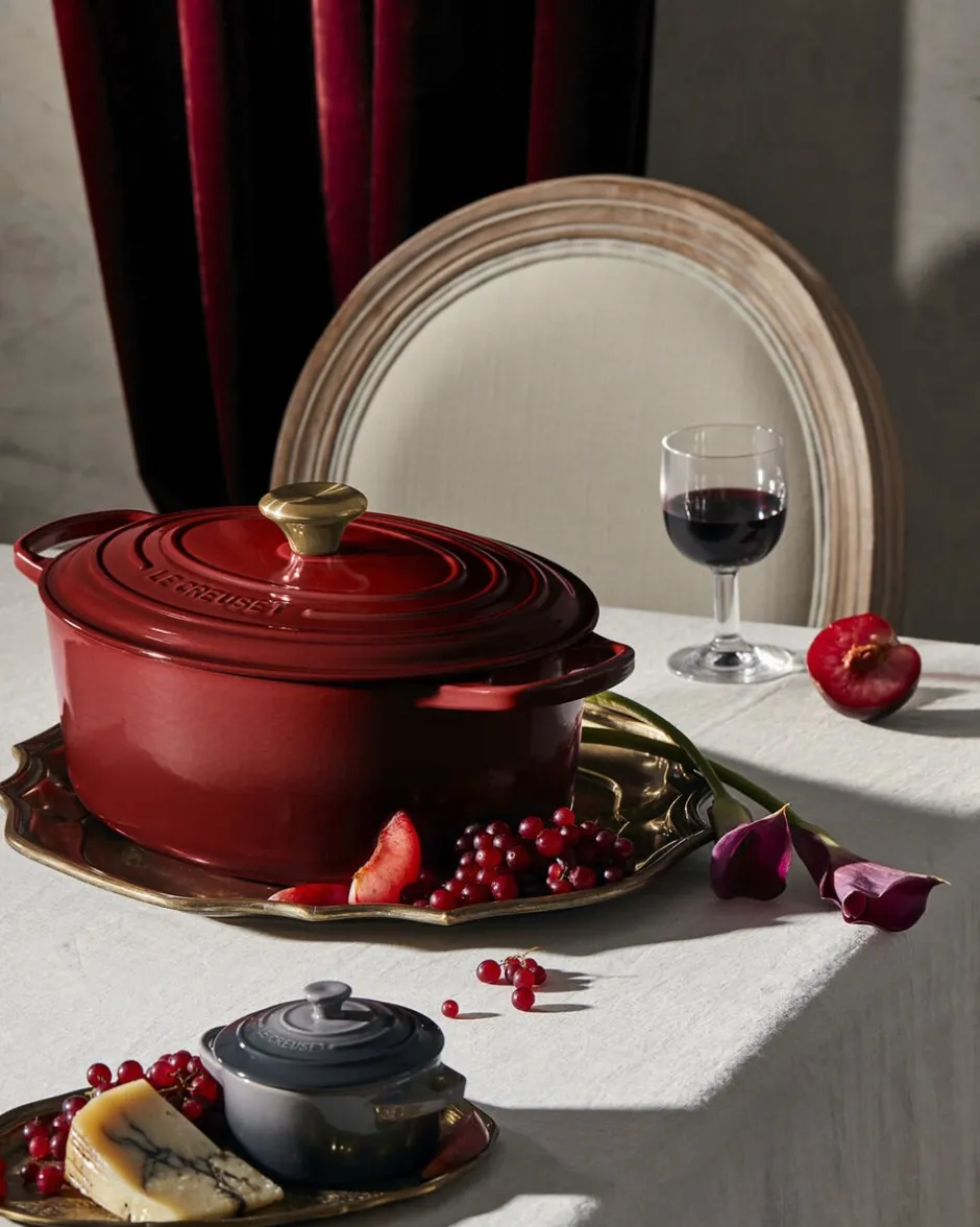 Gryder & Pander<Le Creuset Oval støbejernsgryde 6,3 L Garnet