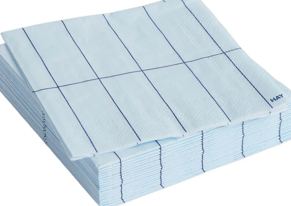 Tilbehør Til Bordet<Hay Pattern Napkins-Set of 20 Cocktail-Light blue and blue grid