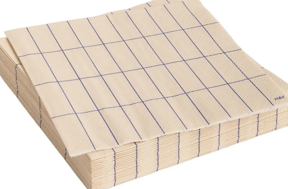 Tilbehør Til Bordet<Hay Pattern Napkins-Set of 20 Lunch-Off-white and blue grid