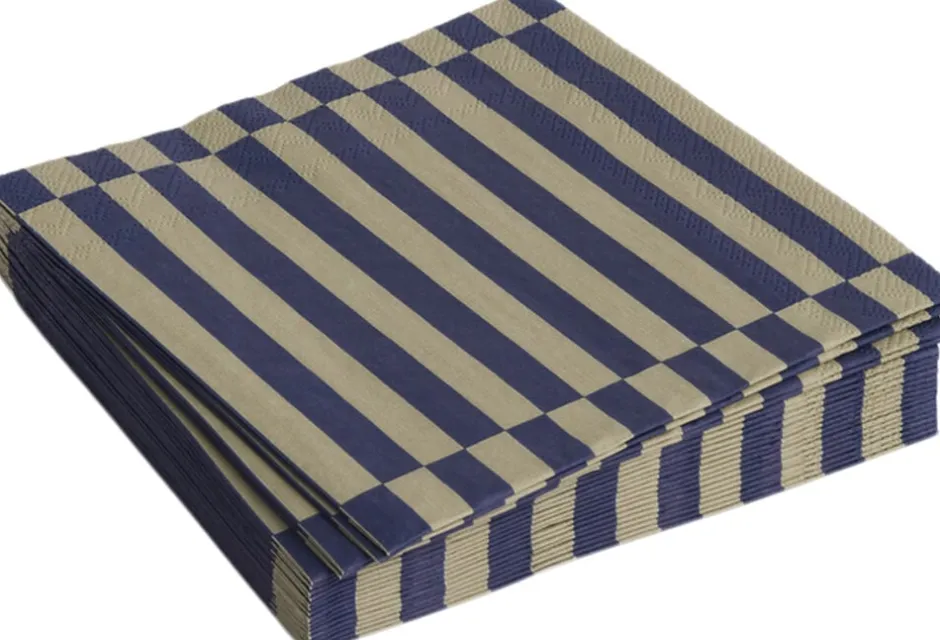Tilbehør Til Bordet<Hay Pattern Napkins-Set of 20 Lunch-Dark blue and dark sand pillar stripe