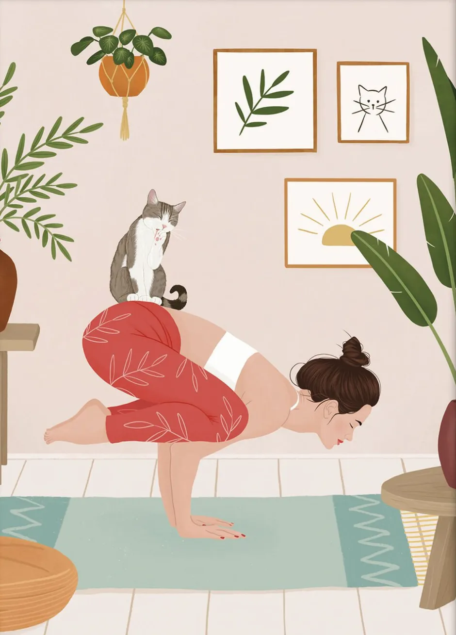 Plakater & Rammer<Poster & Frame Petra Holikova - Cat Yoga Flerfarvet