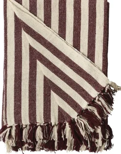 Plaider<AU Maison Plaid, Stribet-Maroon/Natur, 130x180 cm
