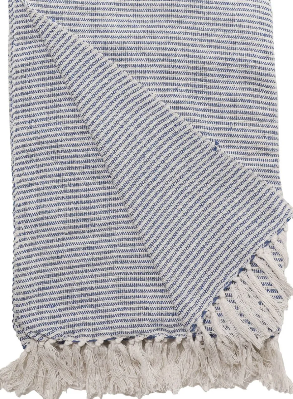 Plaider<AU Maison Plaid, Vævet-Royal Blå/Natur, 130x180 cm