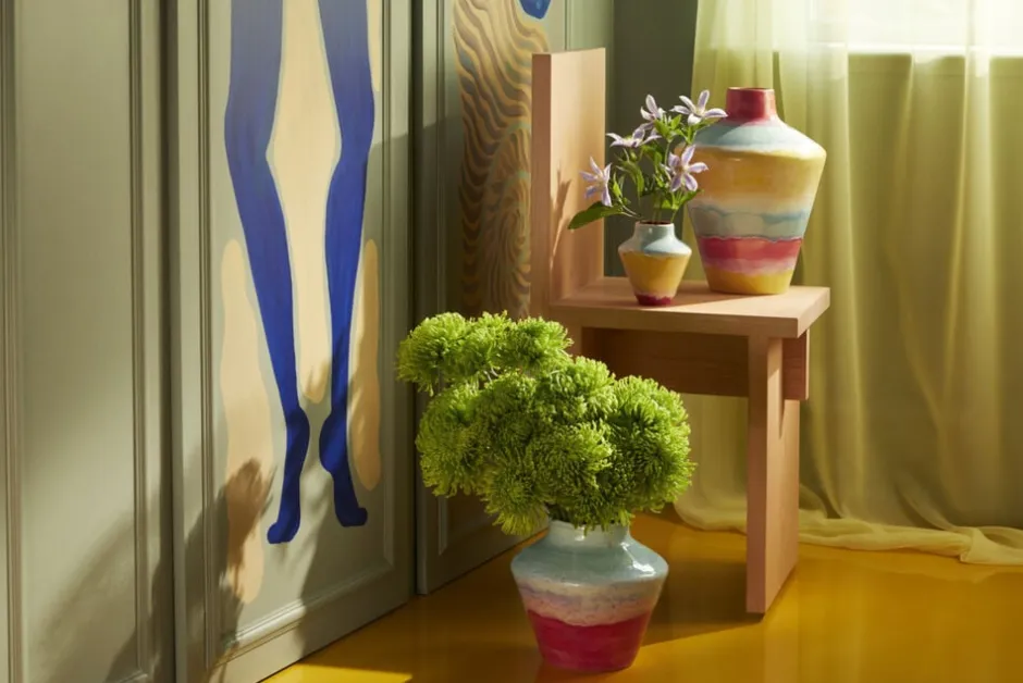Vaser & Urtepotteskjulere<Kähler Poppery Vase H12 cm pink/mint/gul