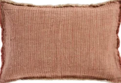 Puder<Ib Laursen Pude natur/malva vævede striber, 4 sider