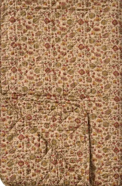 Plaider<Ib Laursen Quilt brun m/røde, orange og grå blomsterranker