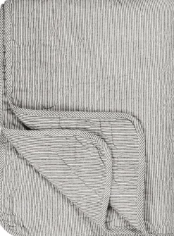 Plaider<Ib Laursen Quilt mælkedrengestriber Hvid/mørkegrå striber