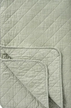 Plaider<Ib Laursen Quilt mælkedrengestriber Hvide/støvgrøn