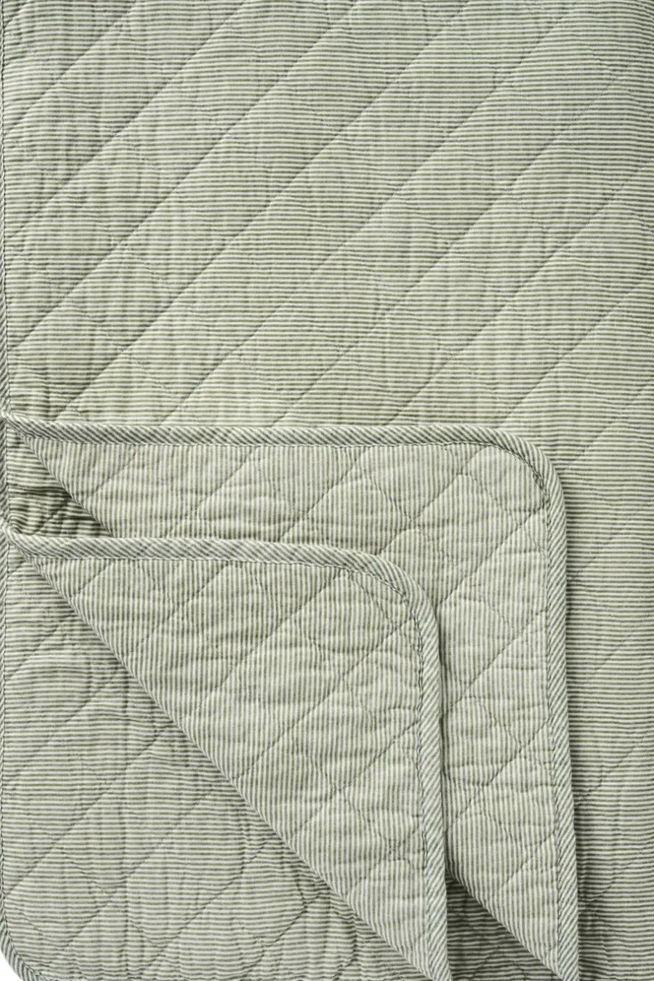 Plaider<Ib Laursen Quilt mælkedrengestriber Hvide/støvgrøn