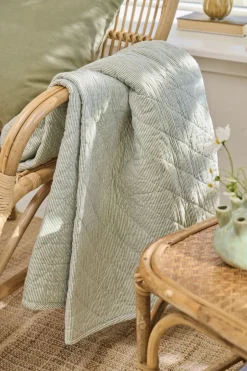 Plaider<Ib Laursen Quilt mælkedrengestriber Hvide/st&oslash;vgr&oslash;n
