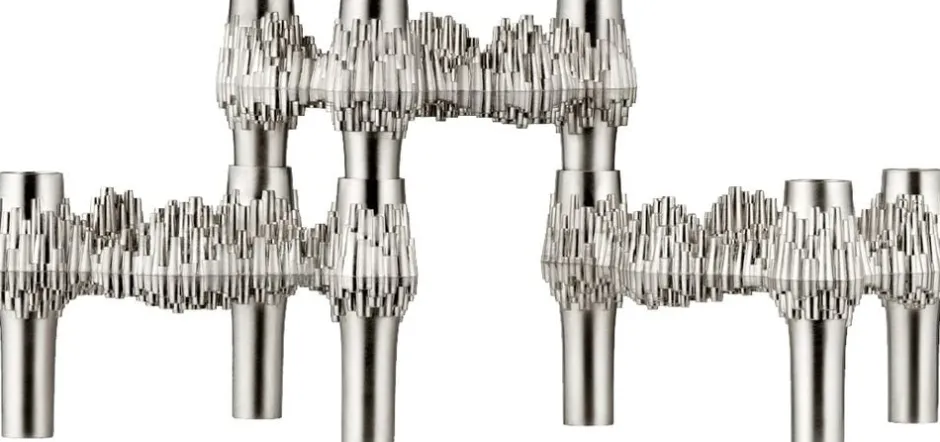 Lys & Lysestager<STOFF Nagel Quist candle holder set with 3 pcs - brushed chrome