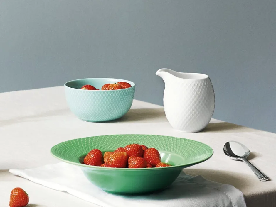 Tallerkener<Lyngby Porcelæn Rhombe Dyb tallerken Ø24,5 cm grøn porcelæn