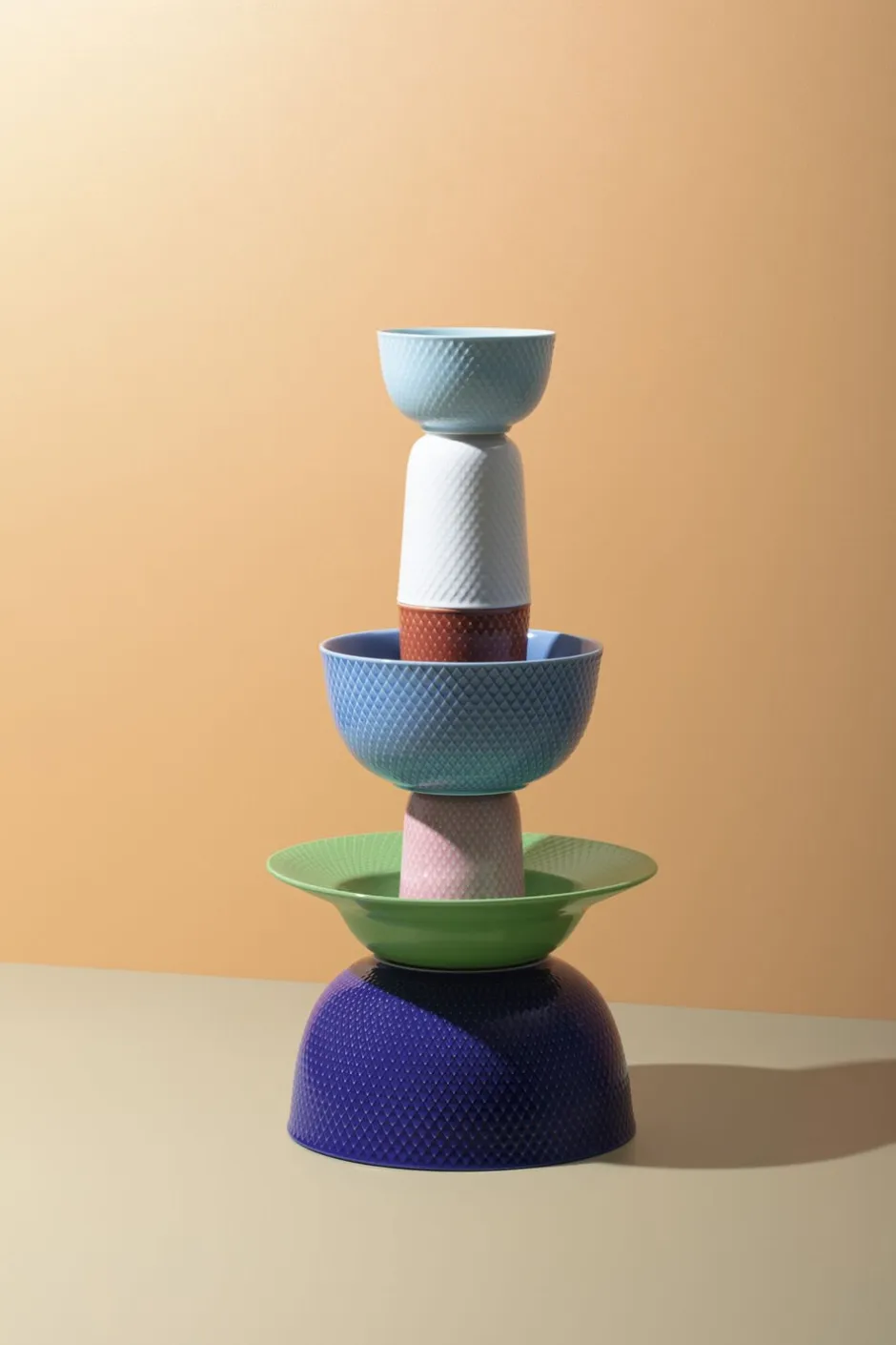 Tallerkener<Lyngby Porcelæn Rhombe Dyb tallerken Ø24,5 cm grøn porcelæn
