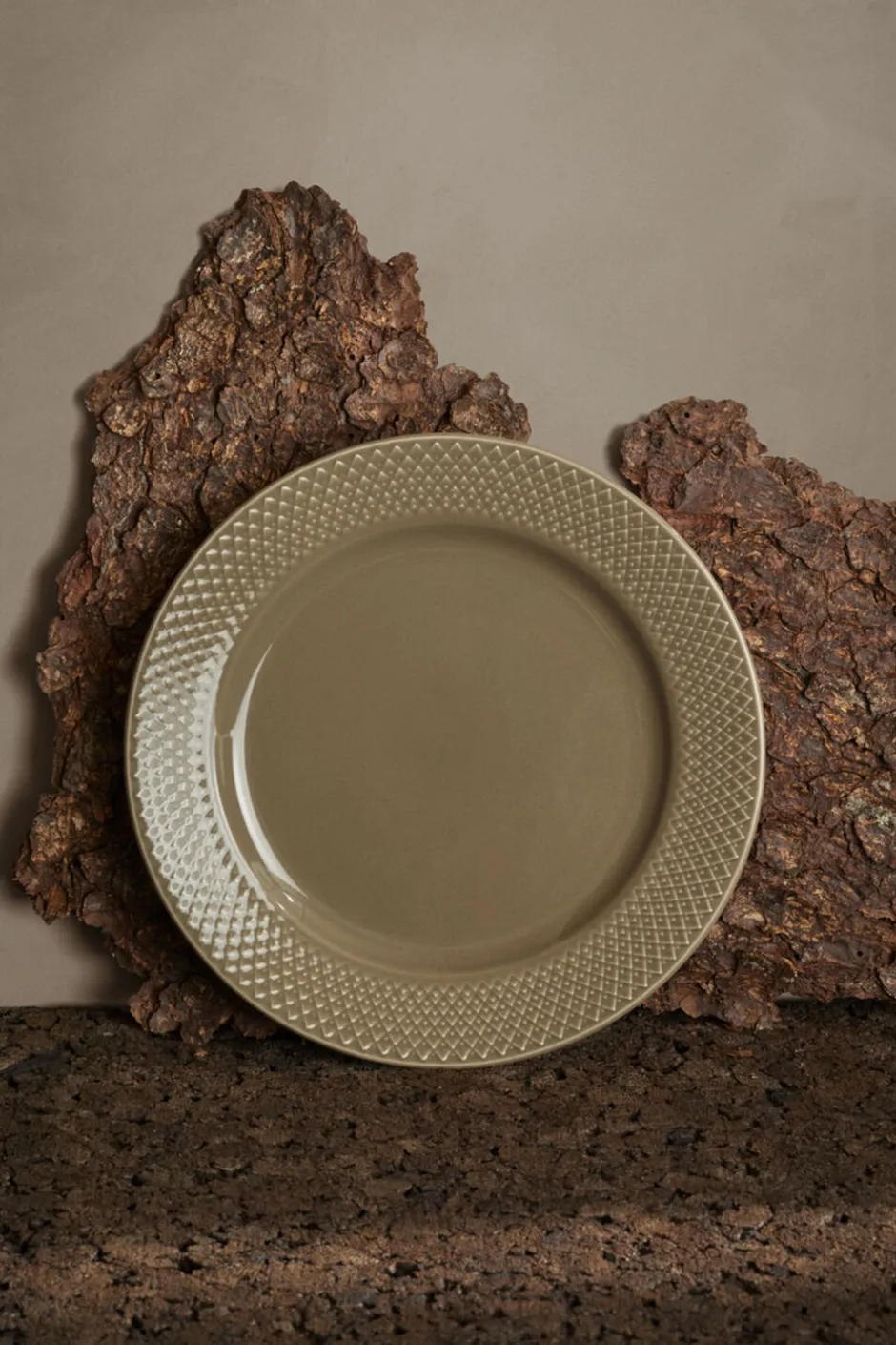 Tallerkener<Lyngby Porcelæn Rhombe Earth Frokosttallerken Ø23 cm clay