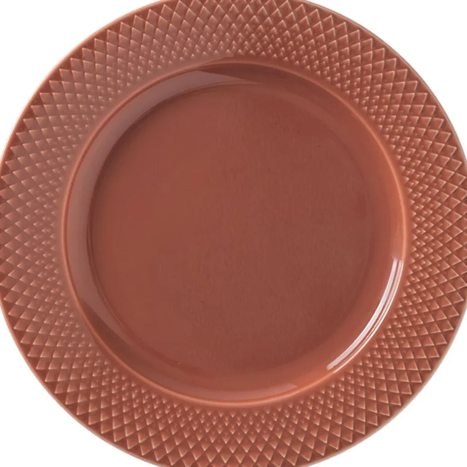 Tallerkener<Lyngby Porcelæn Rhombe Frokosttallerken Ø23 cm terracotta porcelæn