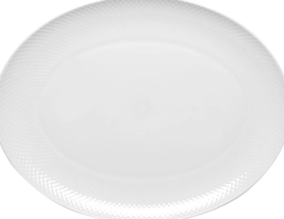 Skåle & Fade<Lyngby Porcelæn Rhombe Ovalt serveringsfad 42x32 hvid porcelæn