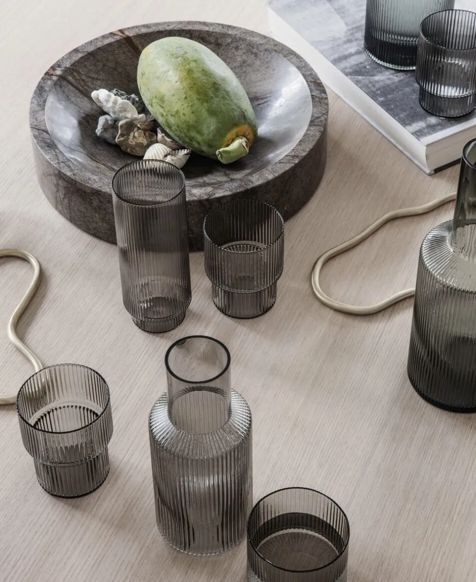 Karafler & Kander<Ferm Living Ripple Carafe - Smoked Grey