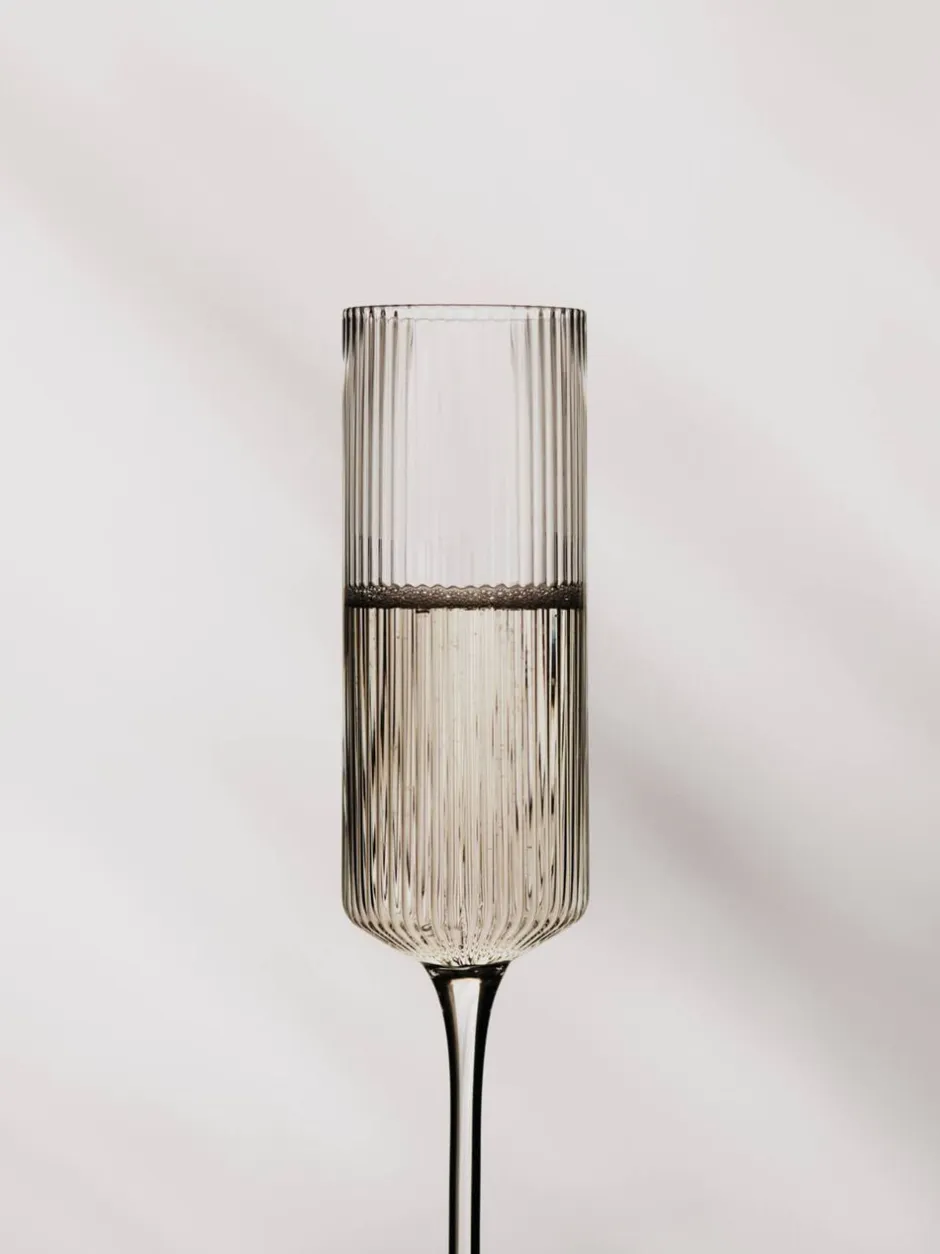 Glas<Ferm Living Ripple Champagne Flutes - Set of 2 - Clear