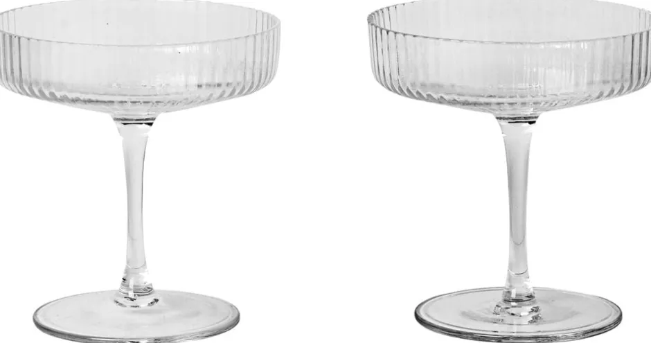 Glas<Ferm Living Ripple Champagne Saucers - Set of 2 - Clear