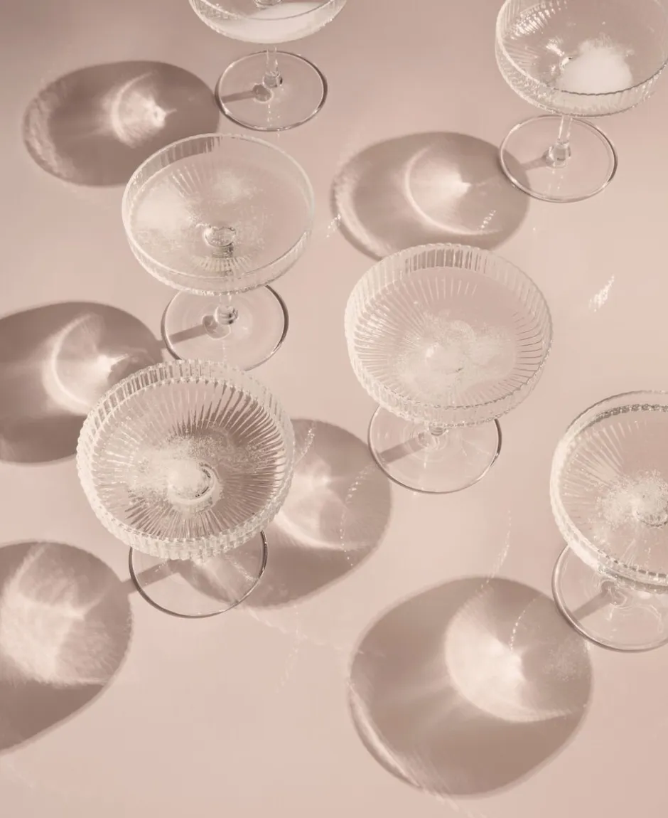 Glas<Ferm Living Ripple Champagne Saucers - Set of 2 - Clear