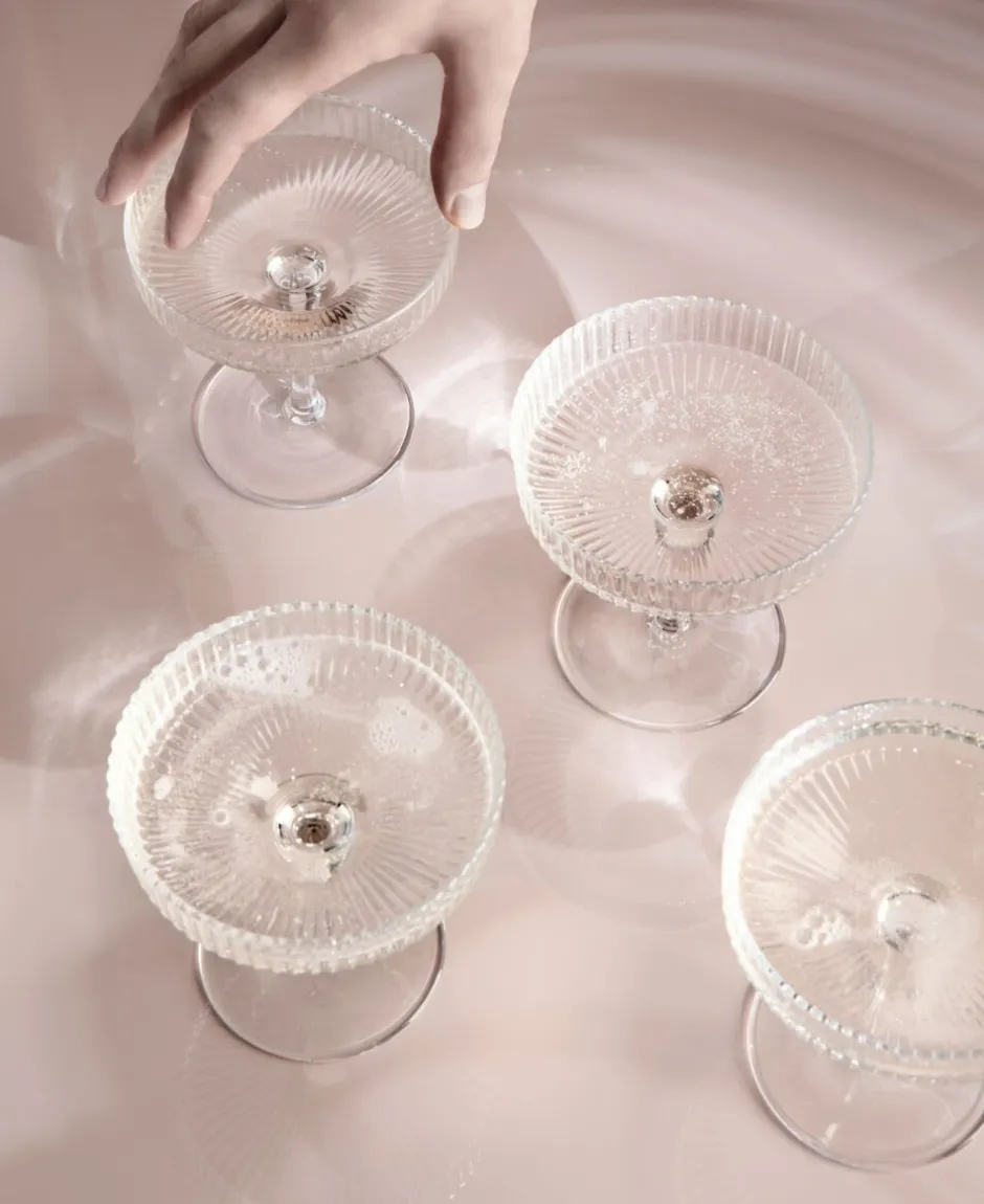 Glas<Ferm Living Ripple Champagne Saucers - Set of 2 - Clear