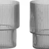 Glas<Ferm Living Ripple Glasses - Set of 4 - Smoked Grey