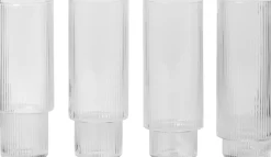 Glas<Ferm Living Ripple Long Drink Glasses - Set of 4 - Clear