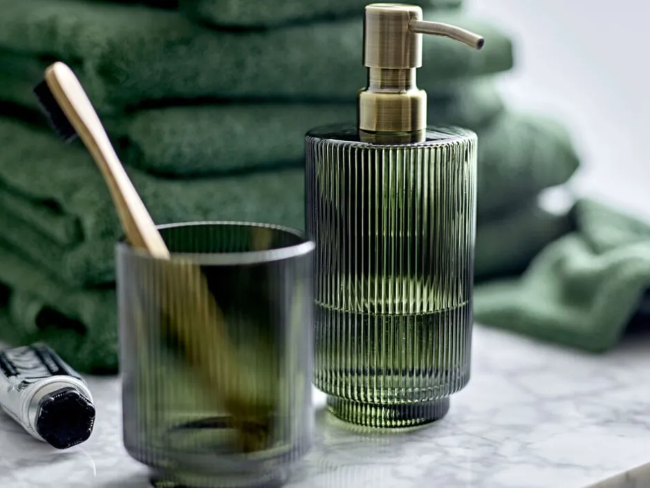 Badeværelsestilbehør<Södahl Sæbedispenser Clarity 8 x 19 cm Dark Green Glas/Rustfrit stå