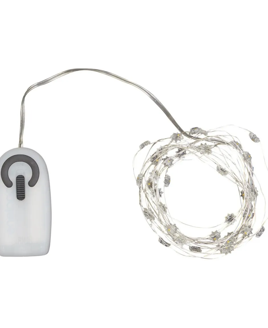Lyskæder<Sirius Silke miniblomst lyskæde 40L m/ timer, Klar/sølv