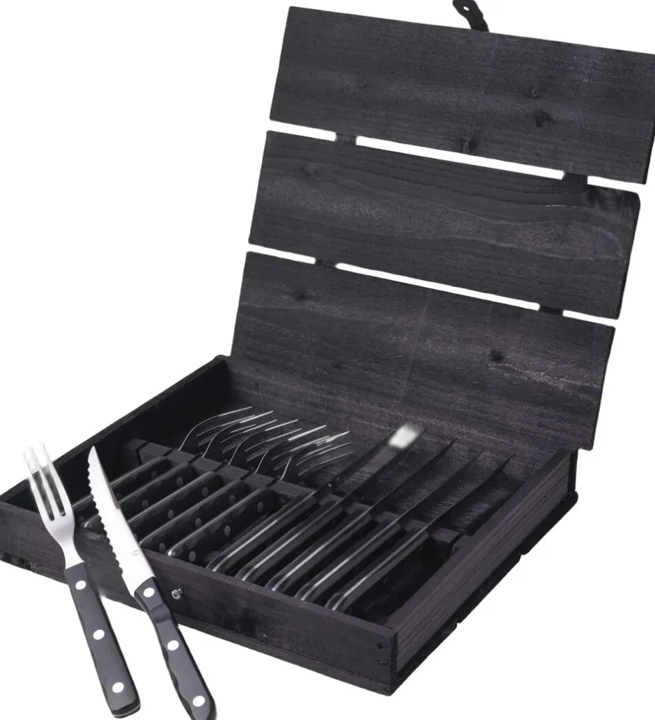 Bestik<Gense Steakbestik/grillbestik Old Farmer black 12 dele Sort/Stål