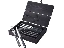 Bestik<Gense Steakbestik/grillbestik Old Farmer black 8 dele Sort/Stål